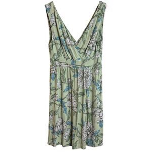Soma Green Floral Rayon Spandex Mini Dress Nightgown Size Small Cooling Comfy